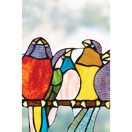 Product image for Birds on a Wire Stained Glass Hanging Panel