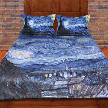 Van Gogh Starry Night Painting Duvet Cover and Set of 2 Shams Bedding Set (Full/Queen)
