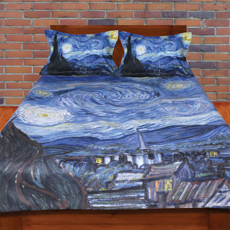 Van Gogh Starry Night Painting Duvet Cover and Set of 2 Shams Bedding Set (Full/Queen)