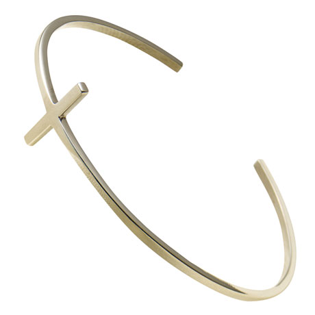 Simple Cross Cuff Bracelet - Sterling Silver