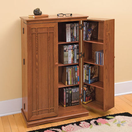 Product image for Solid Oak Media Storage Cabinet - CDs & DVDs
