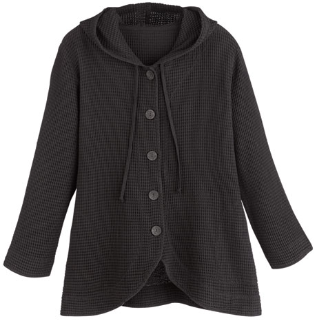 Product image for Tunic Jacket - Hooded Button-Front Waffle Jacket