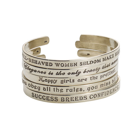 Sterling Silver Famous Quotes by Famous Women Cuff Bracelets