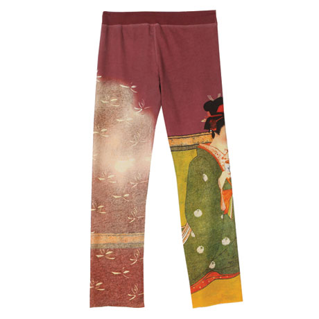 Asian Print Lounge Pants - Red with Dragonflies