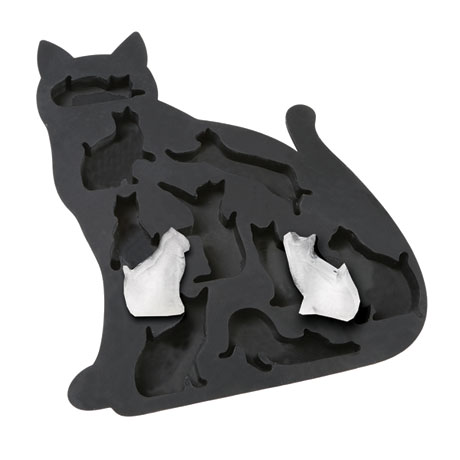 Product image for Cat Lover's Kitty Shaped Silicone Ice Cube Tray - Black
