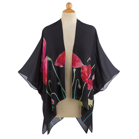 Midnight Poppies Kimono Jacket