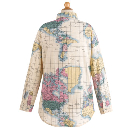 Product image for Women's World Map Button-Up Shirt