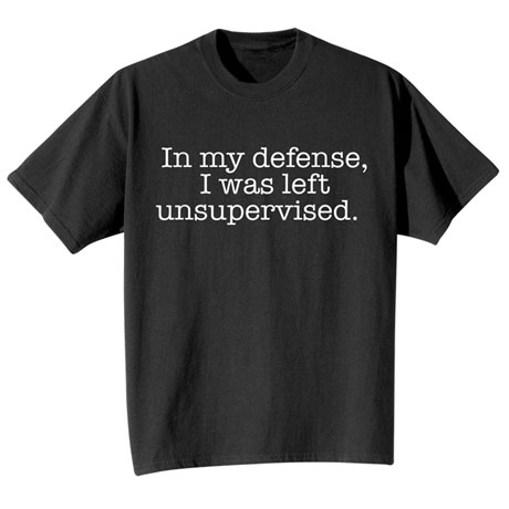 "In My Defense, I Was Left Unsupervised" Funny T-Shirt or Sweatshirt