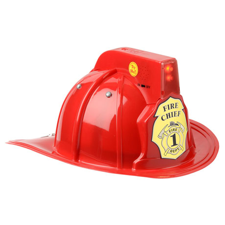 Product image for Jr Firefighter Helmet, Red with Siren & Light