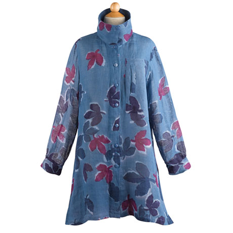 Product image for Midnight Leaves Batik Linen Tunic