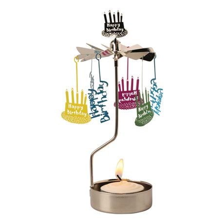 Happy Birthday Spinning Tea Light Holder