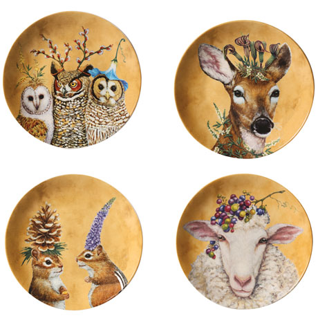 Vicki Sawyer Woodsy and Wise Animal Plates - Set of 4