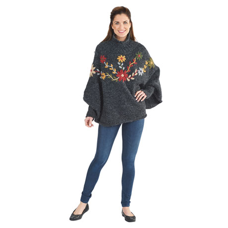 Alpine Flowers Sweater Poncho