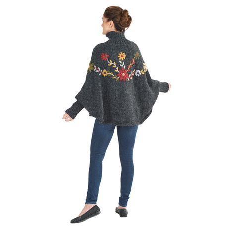 Alpine Flowers Sweater Poncho