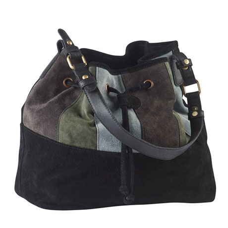 Product image for Colorblock Suede Drawstring Handbag