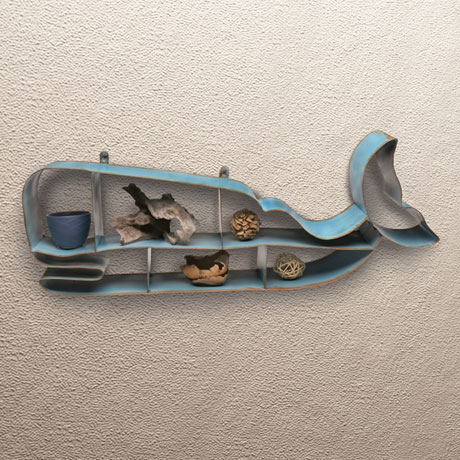 Painted Metal Whale Shelf