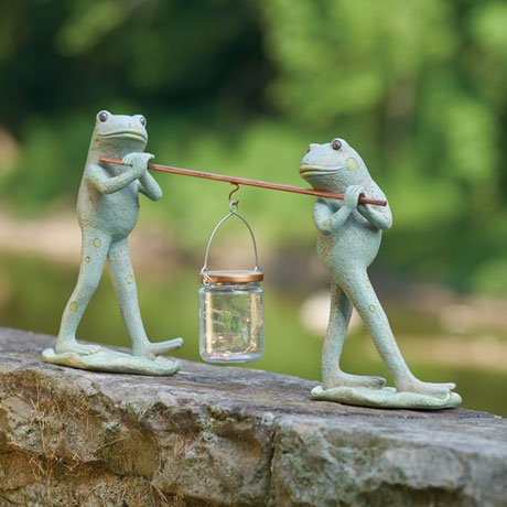 Product image for Frogs and Firefly Lantern Garden Sculpture