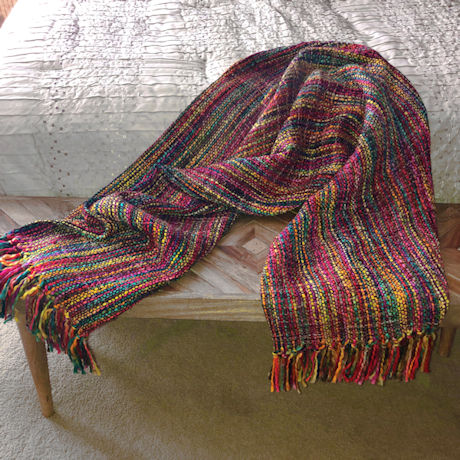 Multicolored Chunky Knit Throw Blanket