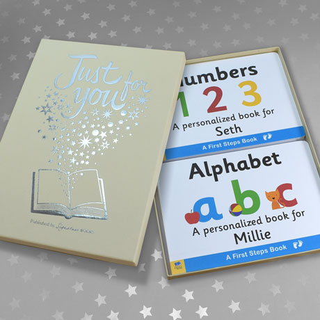 Personalized Learn Your Alphabet & Numbers Toddler Board Book Set