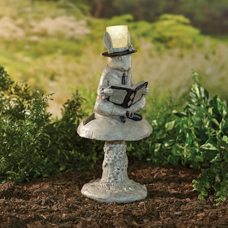 Product image for Solar Reading Rabbit Garden Sculpture
