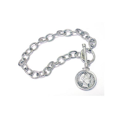 Sterling Silver Toggle Bracelet With Silver Barber Dime