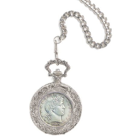 Product image for Silver Barber Half Dollar Pocket Watch