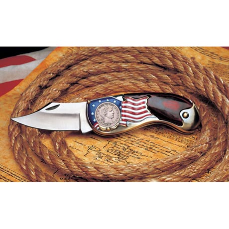 Product image for Silver Barber Quarter Pocket Knife