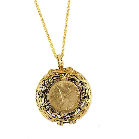 Product image for Mustard Seed Locket Angel Coin Pendant