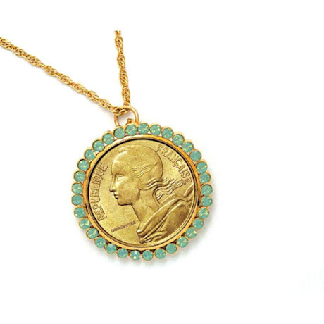 French Coin Pendant With Opal-Pacific Crystals