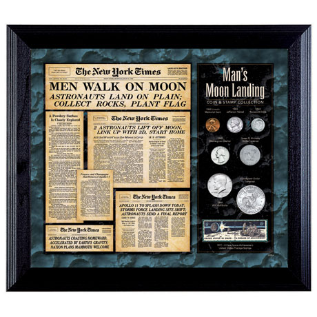 New York Times Man Lands On The Moon Coin & Stamp Collection