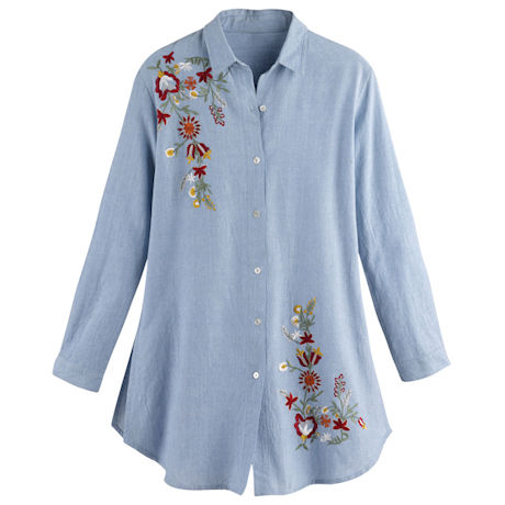 Embroidered Chambray Tunic