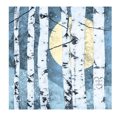 Product image for Personalized Full Moon and Birches Print