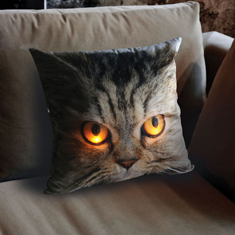 Glowing Eyes Tabby Cat Pillow 