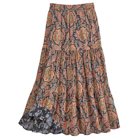 Paisley Reversible Broomstick Skirt