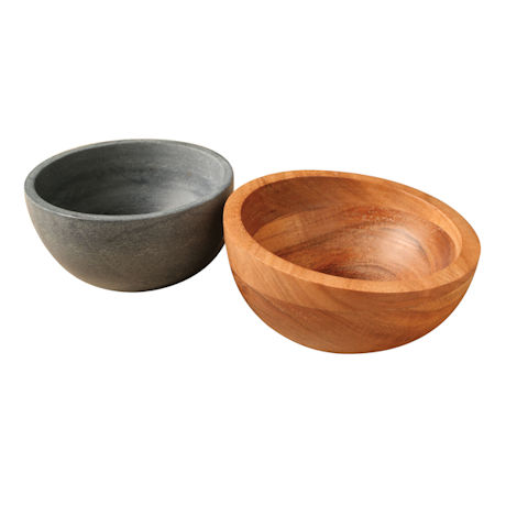 Soapstone and Wood Ice Cream Bowl