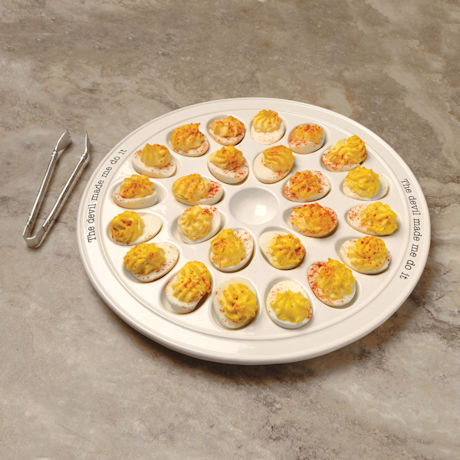 The Devil Made Me Do It - Deviled Egg Tray & Tongs Set