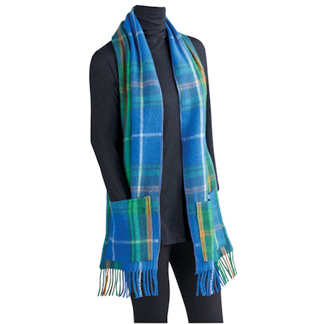 Scottish Tartan Plaid Wool Pocket Scarf - Nova  Scotia (Blue)