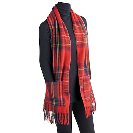 Scottish Tartan Wool Pocket Scarf-Royal Stewart (Red)