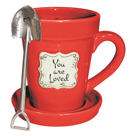 You Are Loved Flower Pot Mug - with 'A Garden is Made With Love' Spoon
