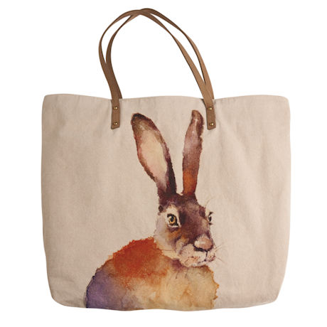 Watercolor Wildlife Canvas and Leather Tote | Signals