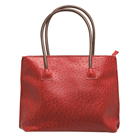 Faux Leather Ostrich Tote Bag