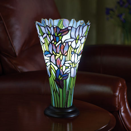 Stained Glass Irises Accent Lamp