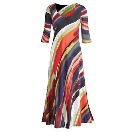 Canyon Sunset &#190;-Sleeve Maxi Dress - 3/4 Sleeve