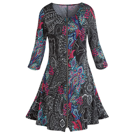 Pretty Paisley Zip-Front Dress