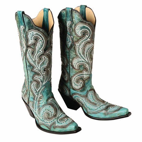 Western Mid-Calf Turquoise Boot