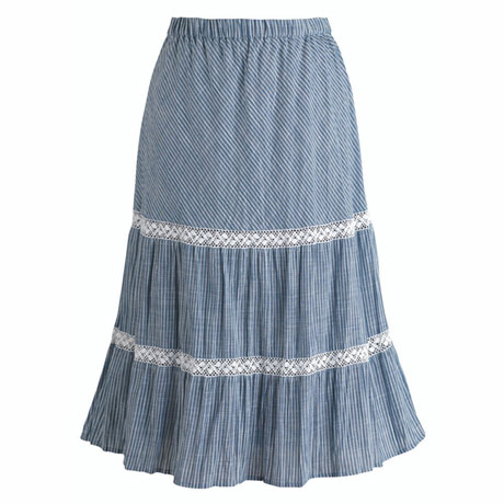 Blue And White Stripe Boho Skirt