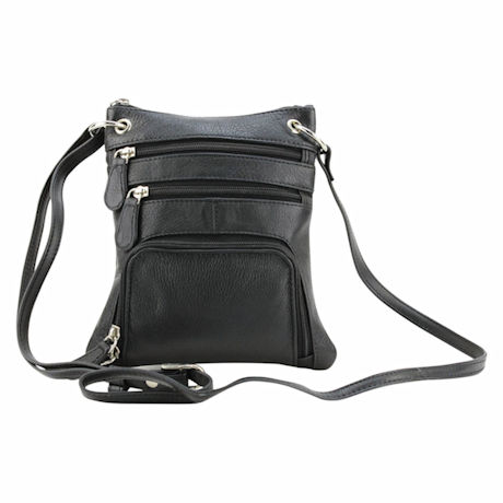 Zip-Top Leather Crossbody Bag