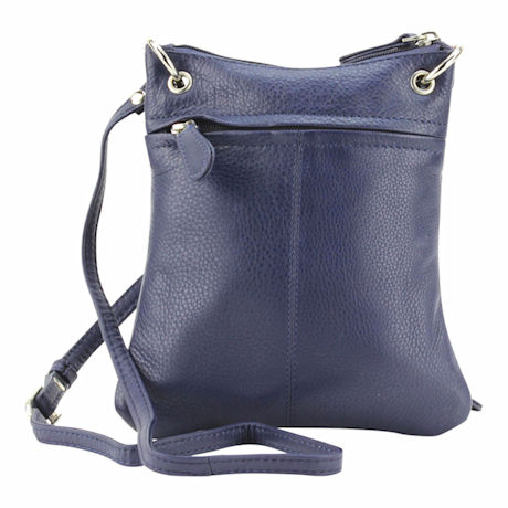 Zip-Top Leather Crossbody Bag