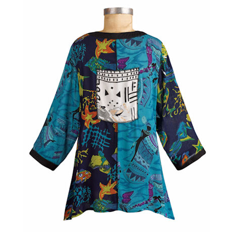 Novelty Patch Open Front Printed Jacket