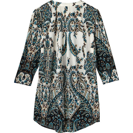 Pleated Paisley 3/4 Sleeve Printed Tunic | Signals